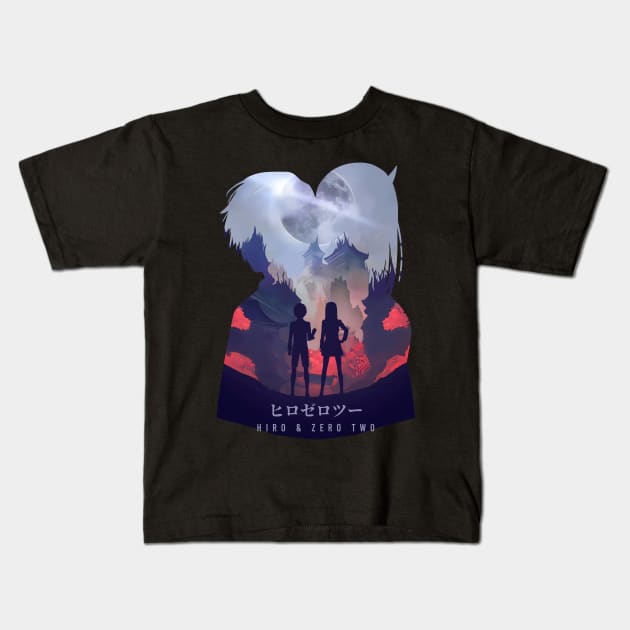 Hiro And Zero Two - Dark Illusion Kids T-Shirt by The Artz